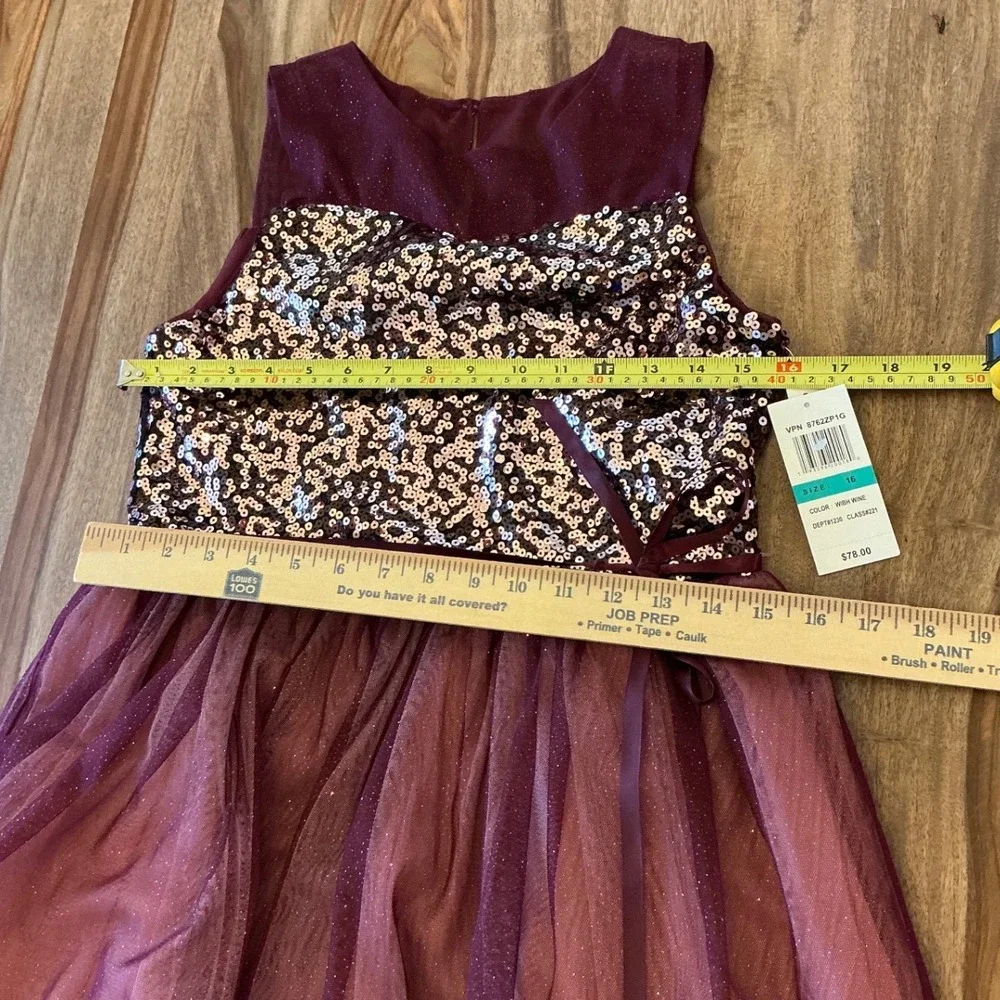 My Michelle Girls 16 Burgundy Sequin High Low Formal Dress NWT 8762ZP1G Party